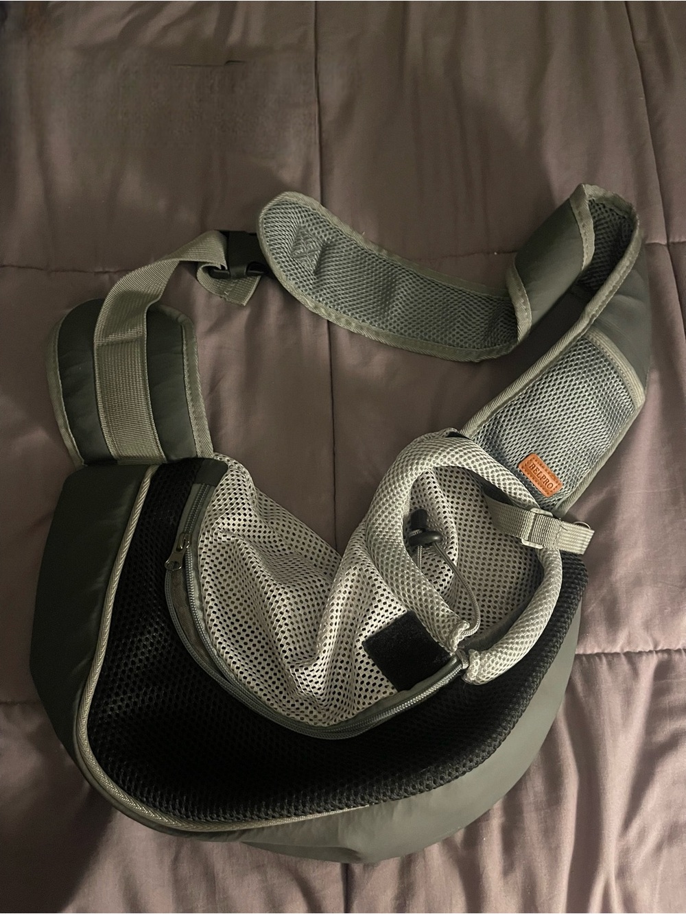 Gray and Black Small Pet Sling Carrier
